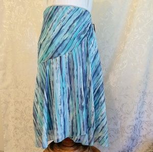 Wrapper Watercolor Blue Below-the-knee Skirt